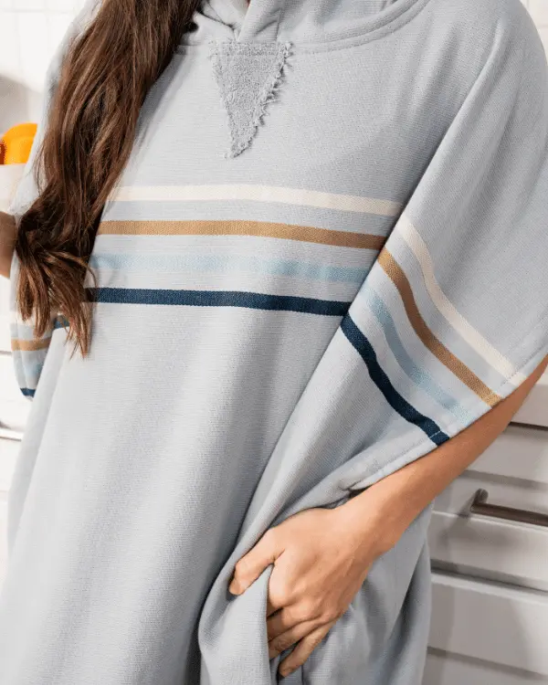 Border Classic Stripe Poncho - Grey | Sand Cloud - Image 2